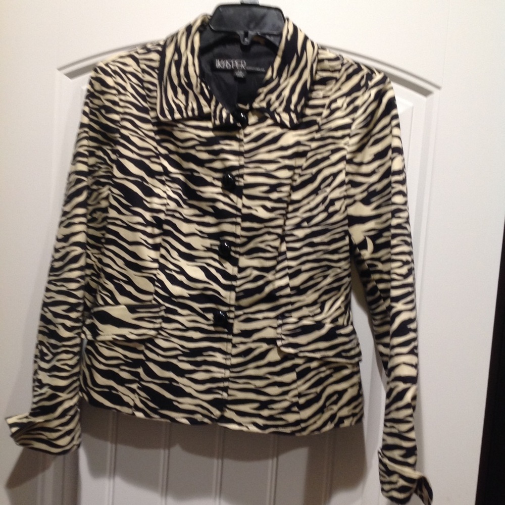 E84 Kasper Coat 4P Women's Zebra Print EUC